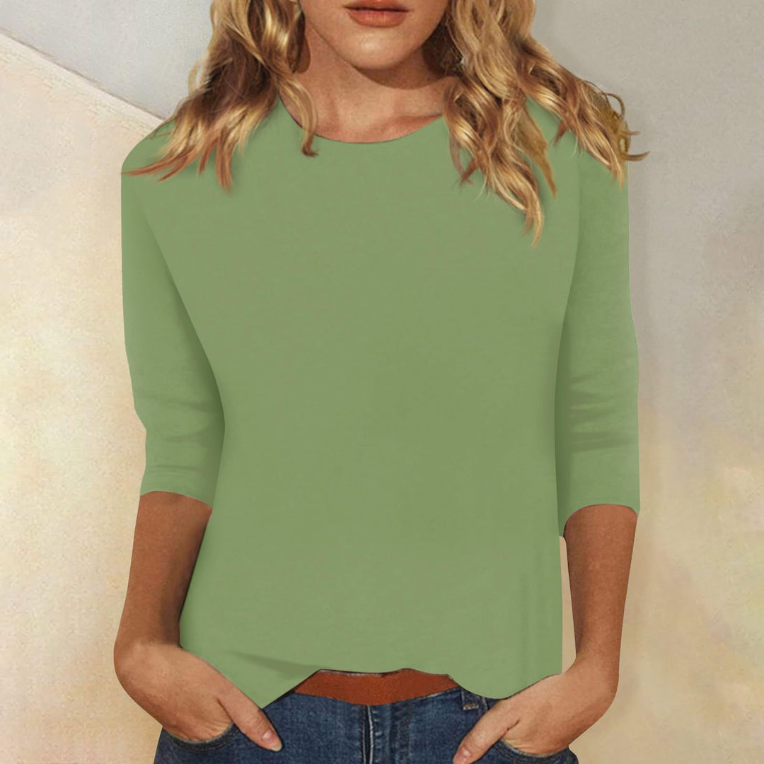 Damen Leichtes Feinstrick-Shirt mit dreiviertelärmeln und Rundhalsausschnitt Drune