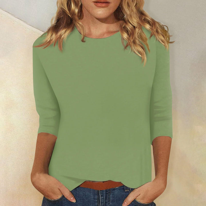 Damen Leichtes Feinstrick-Shirt mit dreiviertelärmeln und Rundhalsausschnitt Drune