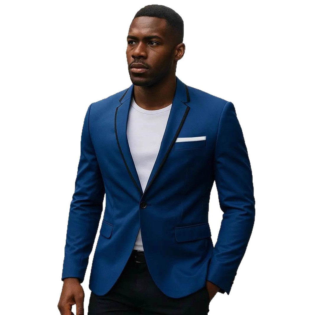 Herren nan einreihiges Slim-Fit Sakko mit kontrastierendem Reversbesatz und Pattentaschen Drune