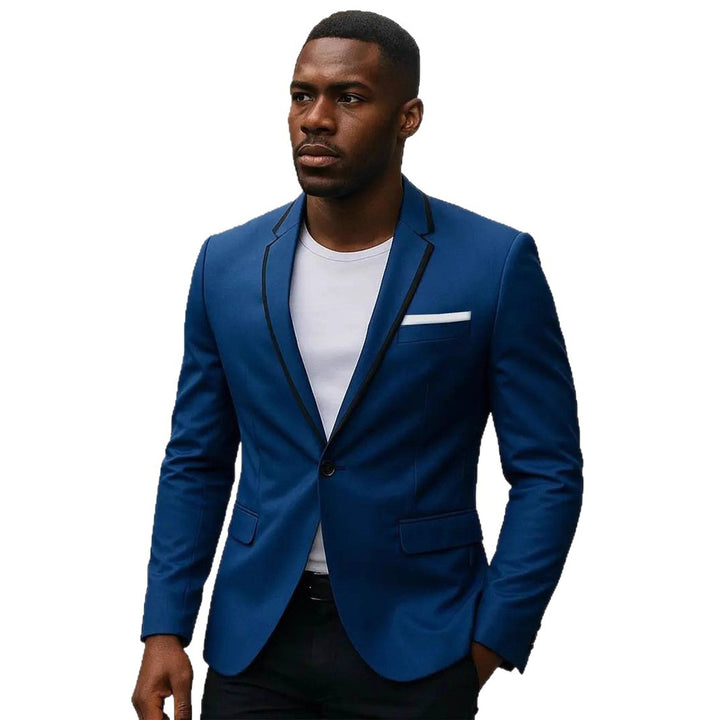 Herren nan einreihiges Slim-Fit Sakko mit kontrastierendem Reversbesatz und Pattentaschen Drune