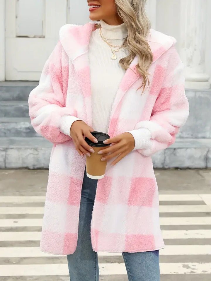 Damen Kuschelige Wolljacke mit Karomuster Drune