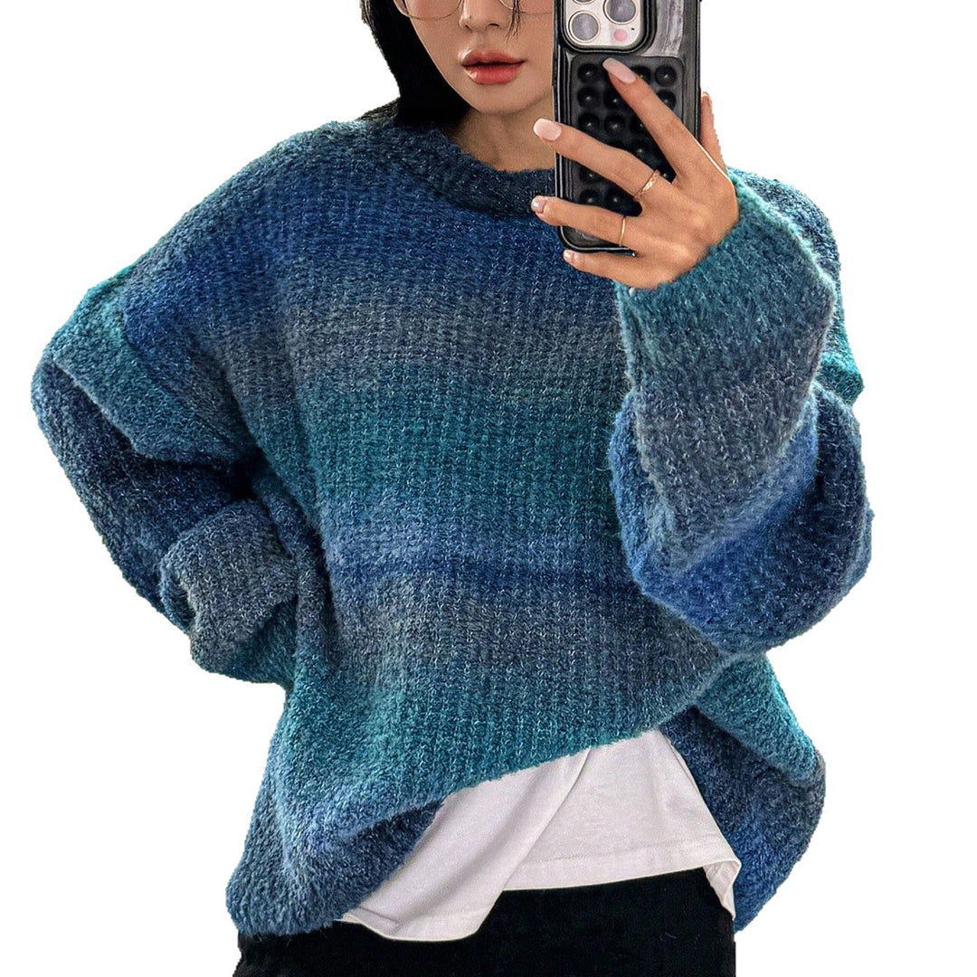 Damen lässiger Strickpullover mit einzigartiger Textur und weitem Schnitt Drune