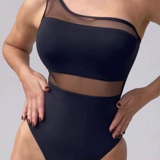 Damen Hochgeschnittener Einteiler mit transparenten Einsätzen Drune