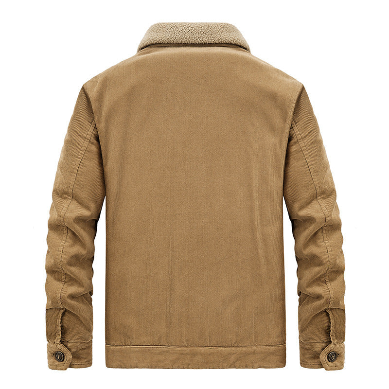 Herren Cord‑Blouson mit durchgehendem Sherpa‑Innenfutter und Umlegekragen Drune