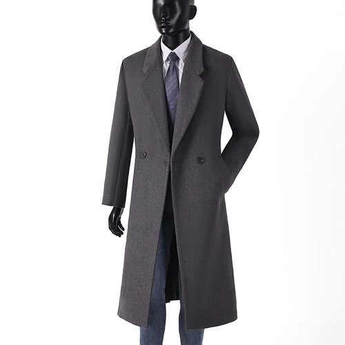Herren Moderner Longcoat aus Wollmix mit schmalem Revers, leichter Taillierung und seitlichen Eingrifftaschen Drune