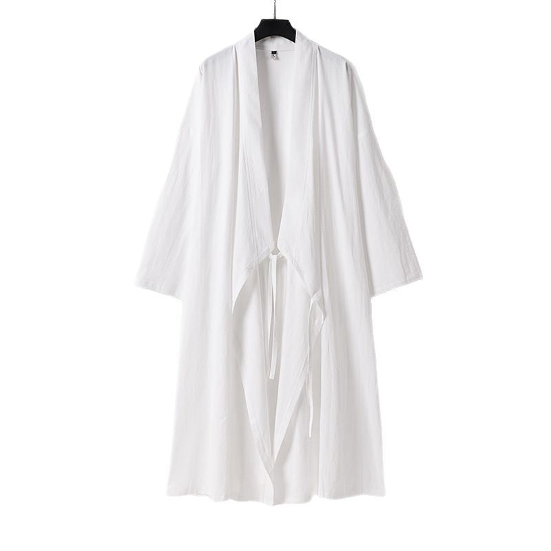 Unisex Langer Kimono-Mantel mit Bindeband, weitem Schnitt und minimalistischer Silhouette Drune