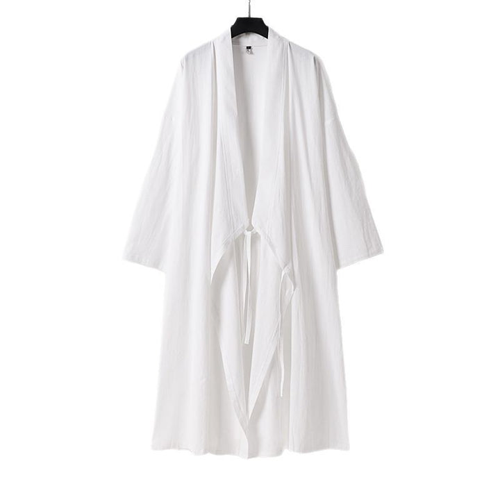 Unisex Langer Kimono-Mantel mit Bindeband, weitem Schnitt und minimalistischer Silhouette Drune