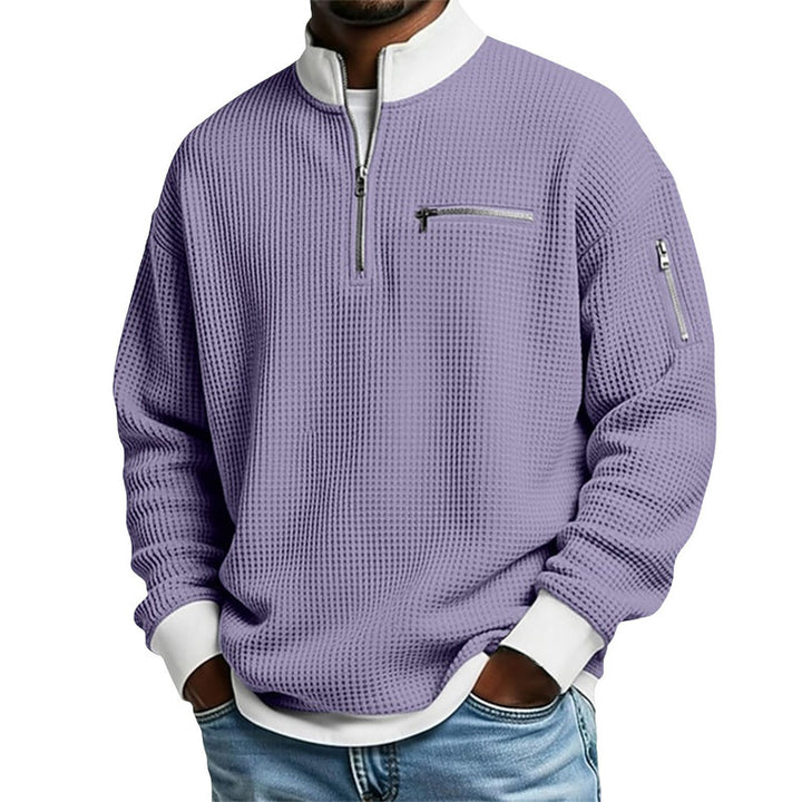 Herren Sportlicher Quarter-Zip Pullover mit strukturiertem Muster Drune