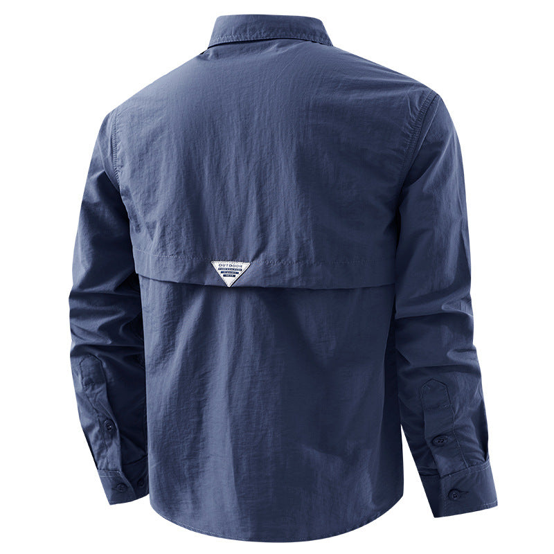 Herren nan leichtes UV-Schutz Outdoor-Hemdjacke mit atmungsaktivem Mesh-Futter, Klappentaschen und schnell trocknender Webstruktur Drune