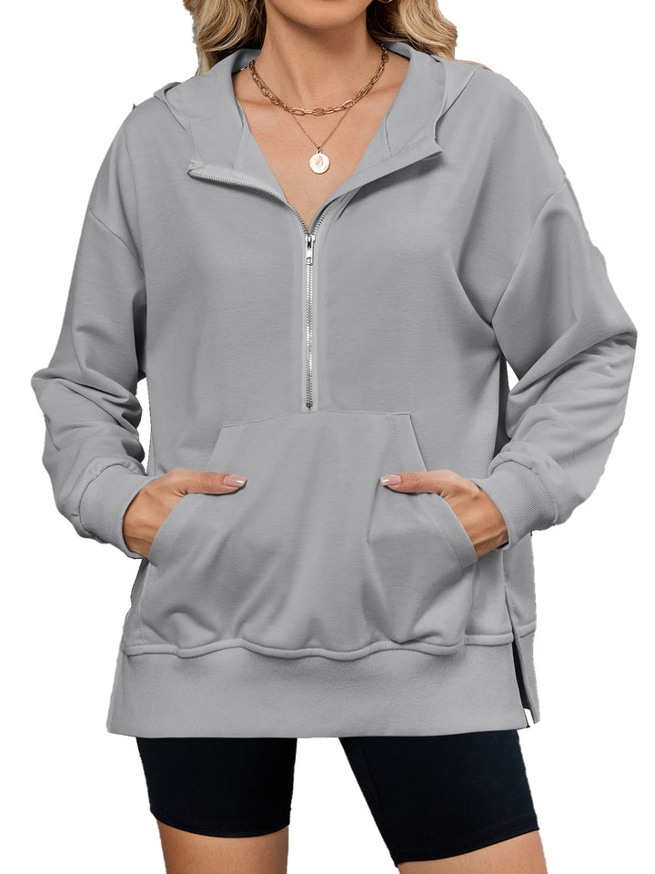 Damen Kapuzenpullover mit durchgehendem Reißverschluss und Taschen Drune
