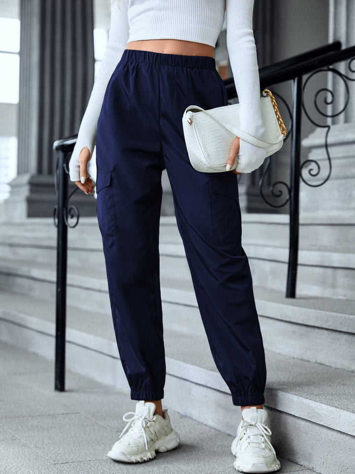 Damen Cargo-Hose im sportiven Design mit elastischem Bund und praktischen Taschen Drune