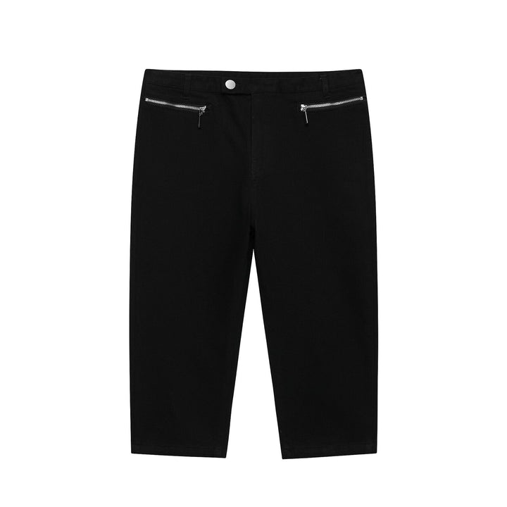 Damen Kurzgeschnittene Slim-Fit knöchellange Stoffhose mit Reißverschlusstaschen Drune