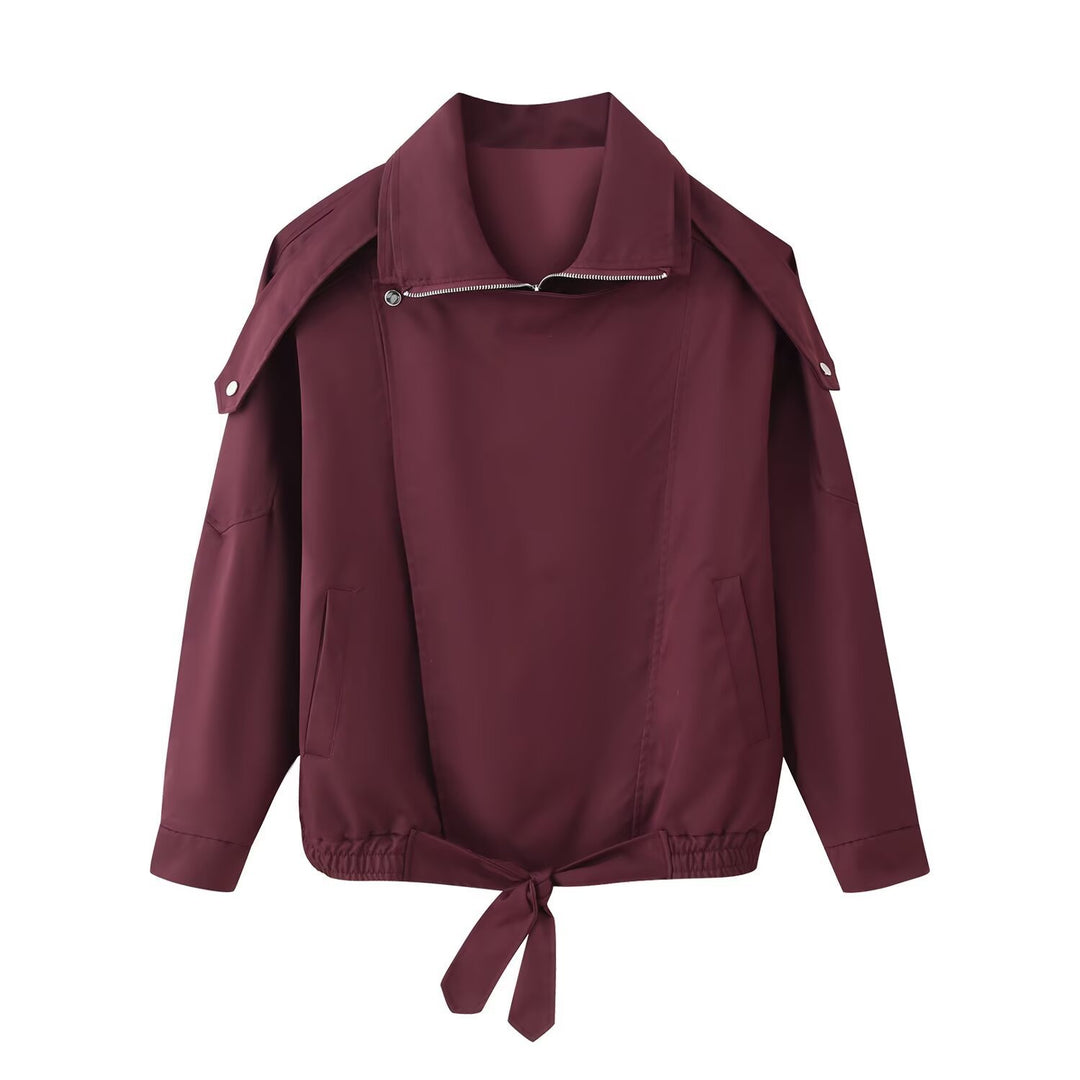 Damen sportliche Übergangsjacke mit modischem Kragen und elastischem Bund Drune