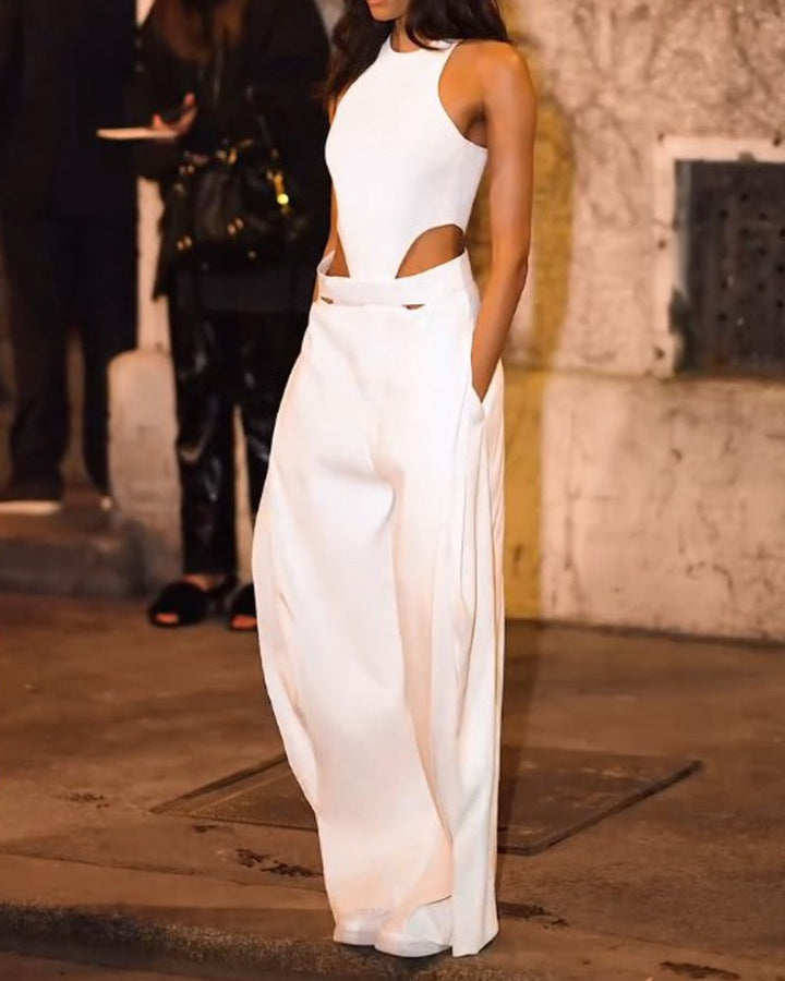 Damen Elegantes Cut-Out Jumpsuit mit Hochbund Drune
