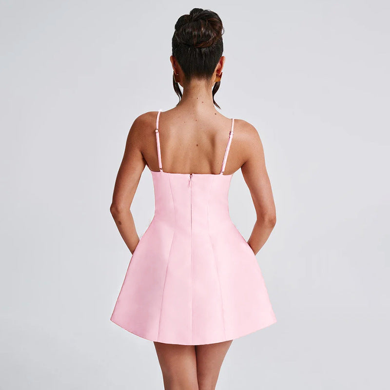 Damen Freizeitliches Minikleid mit schmalen Spaghettiträgern Drune