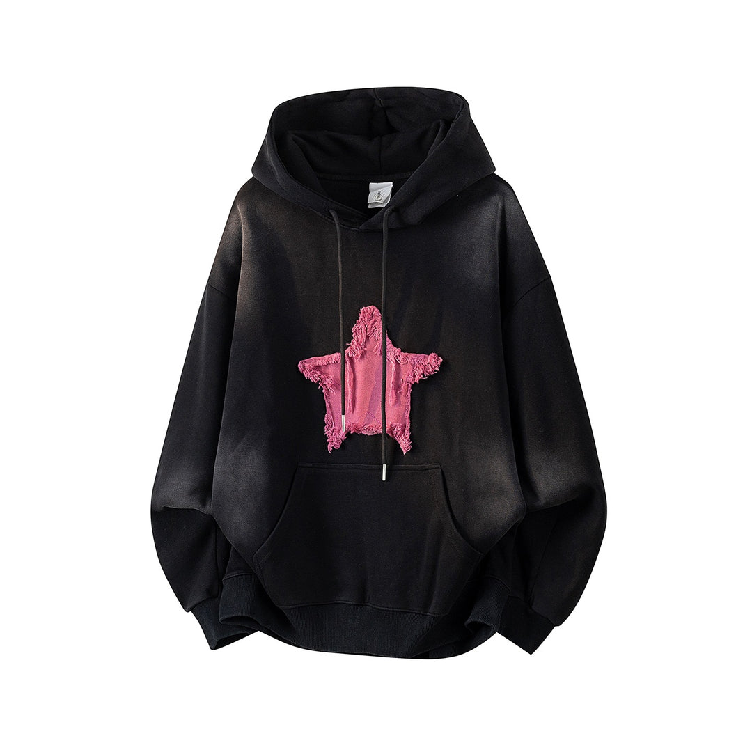 Unisex Oversize Kapuzenpullover mit handschriftlichem Grafik-Print, Kängurutasche & geripptem Saum Drune