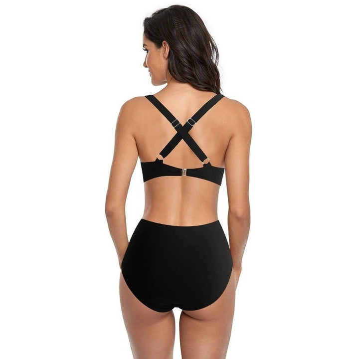 Damen Bikini-Set mit hoch geschnittenem Höschen und modernem Kreuz-Riemen-Design Drune