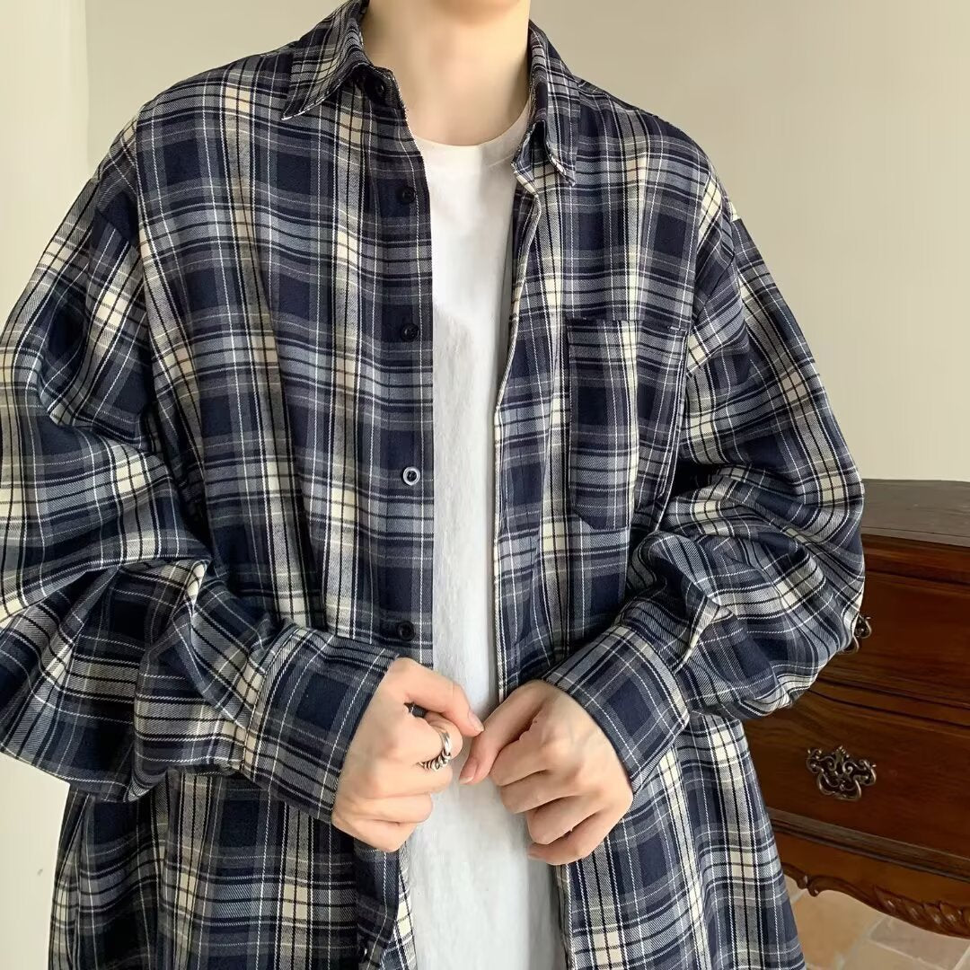 Damen Lässige Karobluse mit weitem Schnitt Drune
