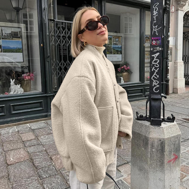 Damen Oversized Fleecejacke mit Knopfverschluss Drune