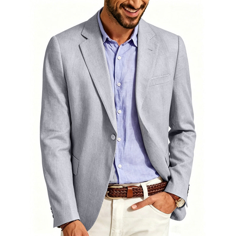 Herren Sommerliches Leinen-Blazer-Sakko mit atmungsaktivem Gewebe und taillierter Passform Drune