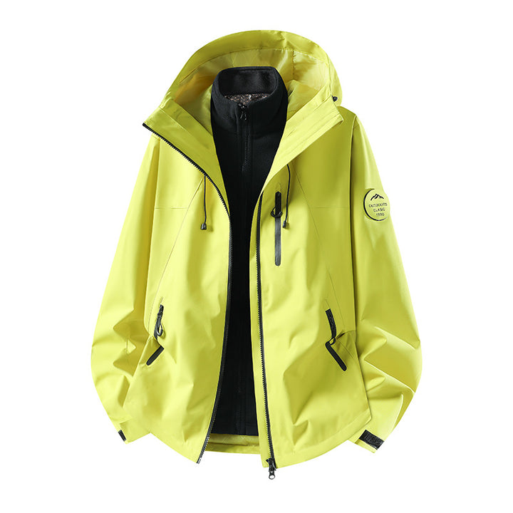 Herren Zweiteilige wasserdichte Outdoorjacke mit abnehmbarer Fleece‑Innenjacke und versiegelten Nähten Drune