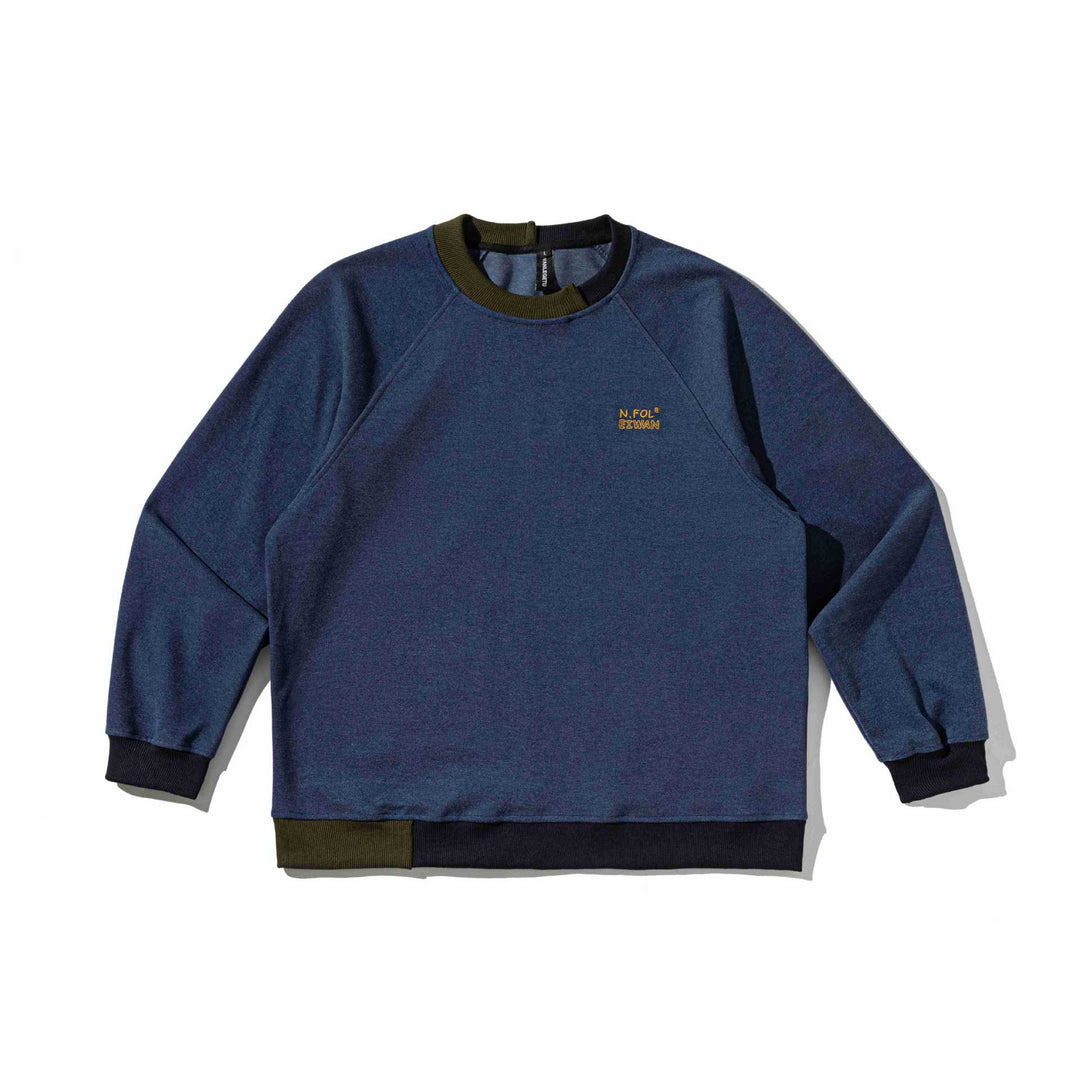Herren Komfortabler Baumwoll-Sweatshirt mit Kontrastbündchen und Sticklogo Drune
