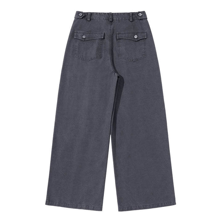 Damen Hochtaillierte Canvas-Culotte mit Vorderfalten und geradem Bein Drune
