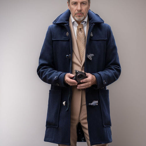 Herren eleganter Dufflecoat mit hochwertigen Details und traditionellem Design Drune