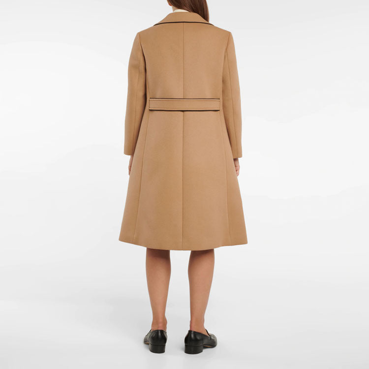 Damen Taillierter Wollmix-Mantel mit weitem Revers und ausgestelltem Rockteil Drune
