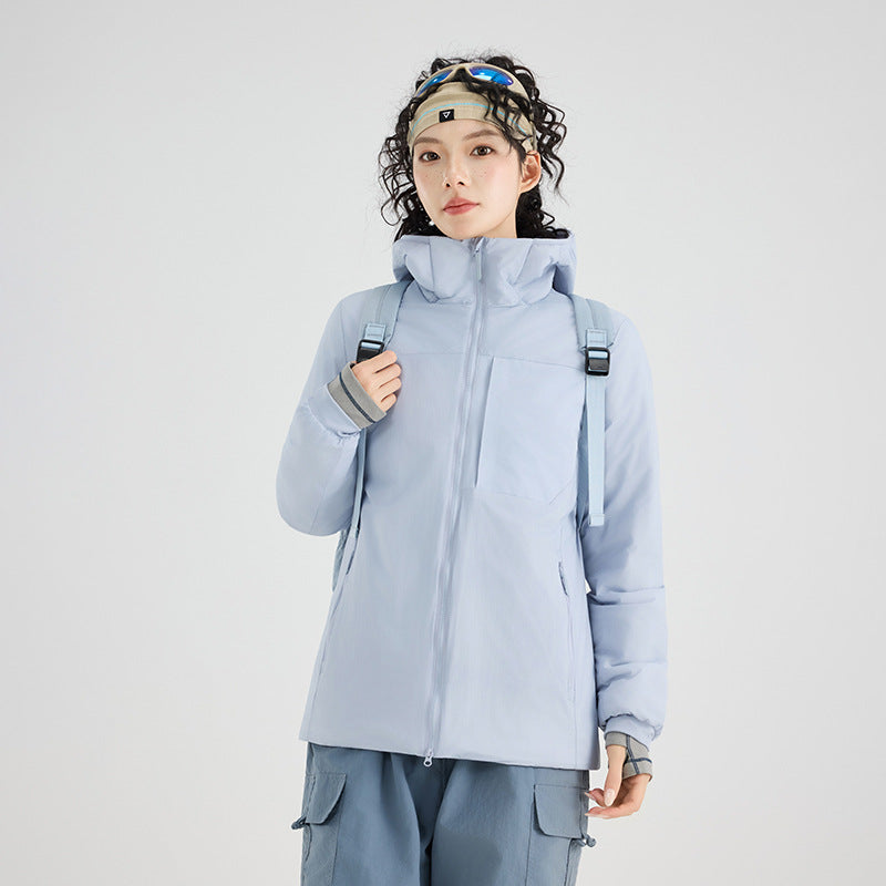 Damen Isolierte Outdoor-Steppjacke mit Kapuze, Brustpasse und elastischen Bündchen Drune