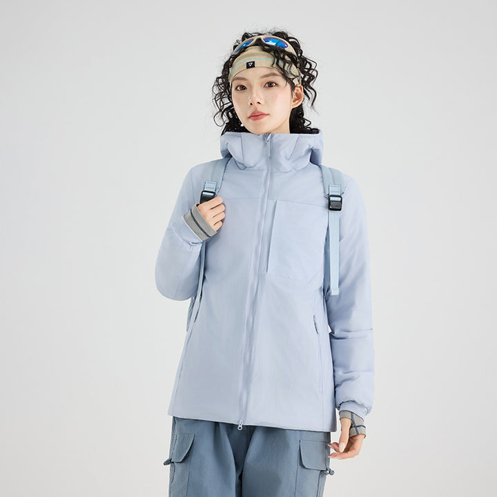 Damen Isolierte Outdoor-Steppjacke mit Kapuze, Brustpasse und elastischen Bündchen Drune
