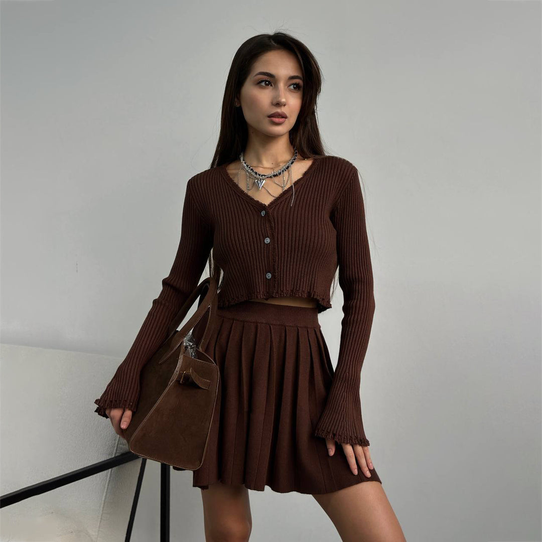 Damen kurzärmliges Strickoberteil Drune