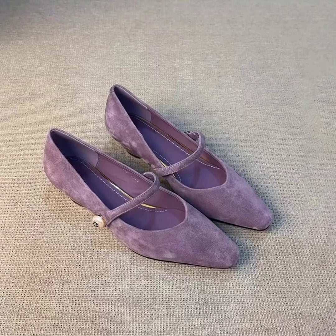 Damen elegante Mary Jane Ballerinas mit modischem Riemenverschluss und schicker Schnallenapplikation Drune