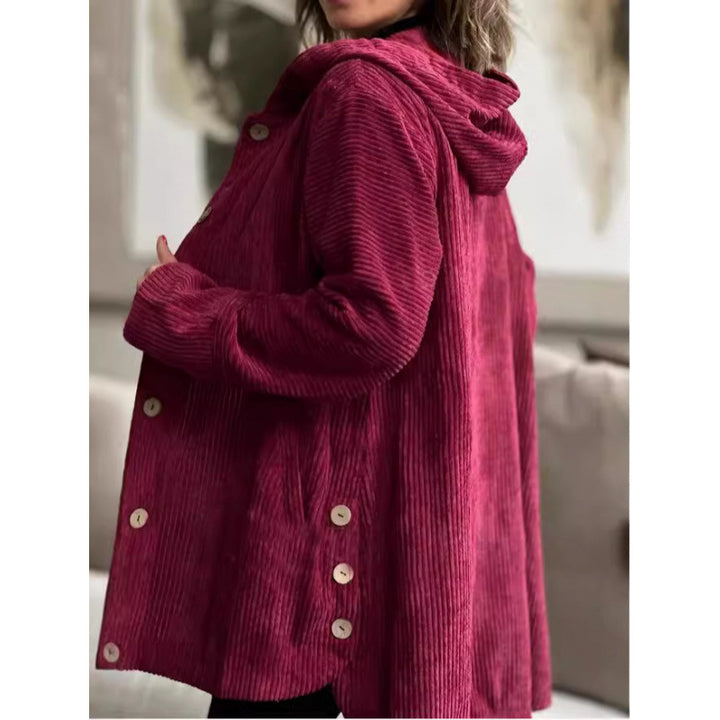 Damen kuschelige Kapuzenjacke aus feinem Cordstoff Drune