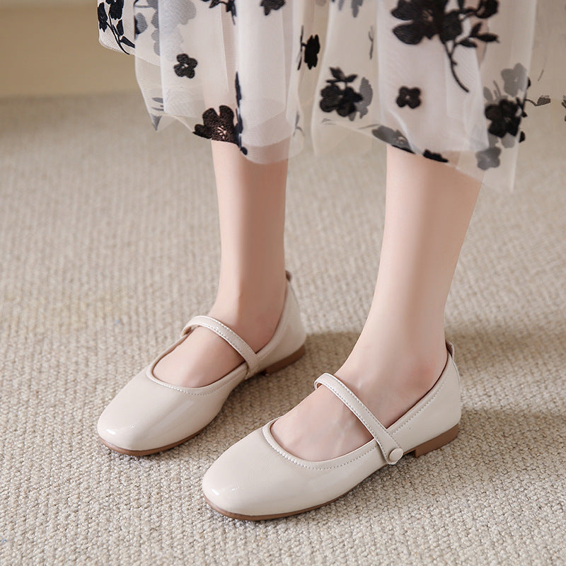 Damen Ballerina-Schuhe mit elegantem Riemen und schimmerndem Obermaterial Drune