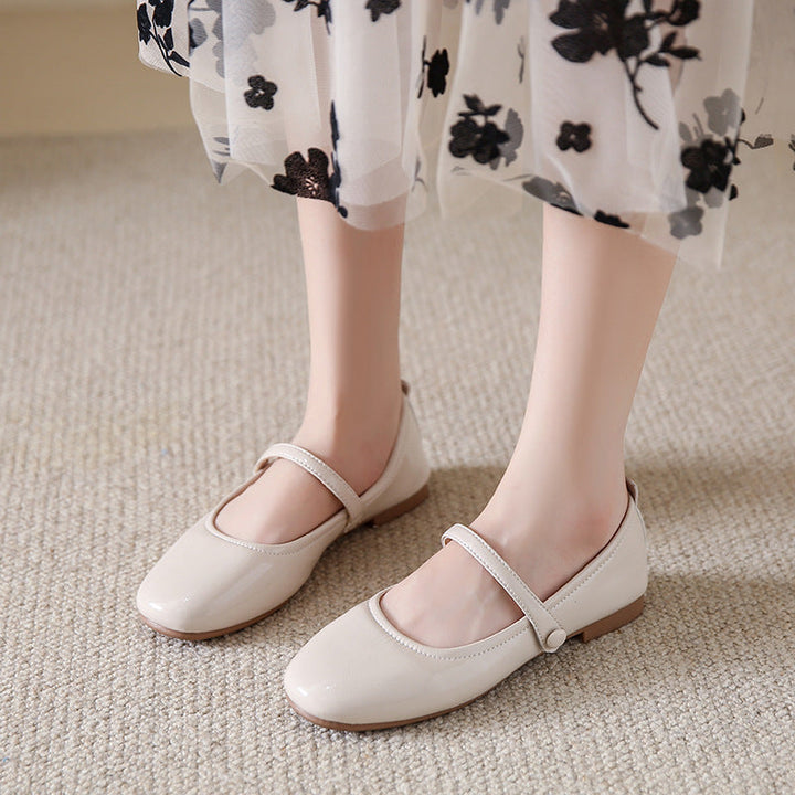 Damen Ballerina-Schuhe mit elegantem Riemen und schimmerndem Obermaterial Drune