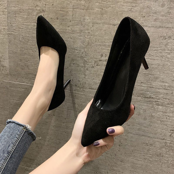 Damen Elegante spitz zulaufende Velours‑Optik Pumps mit schmalem Stiletto Drune