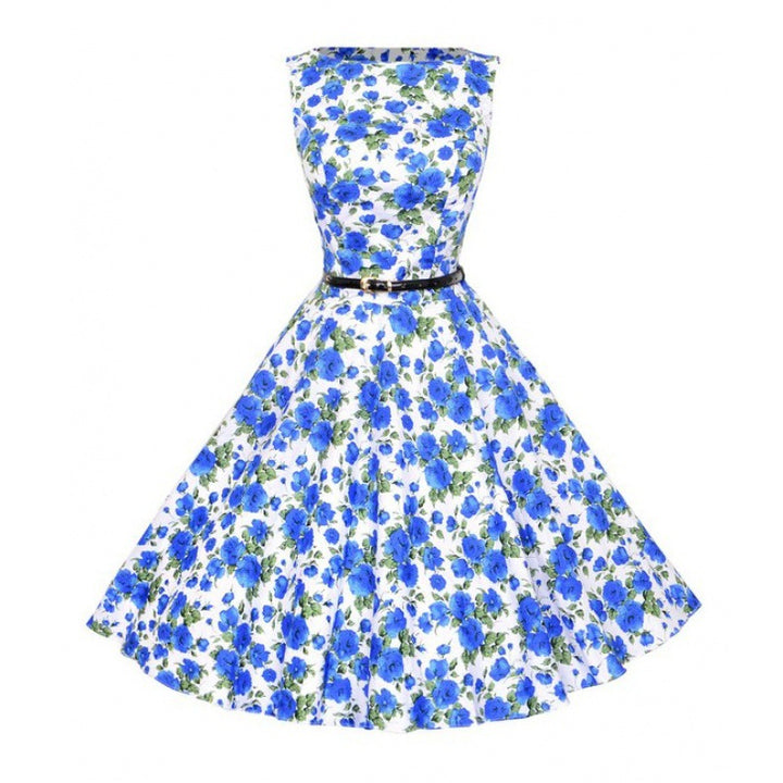 Damen Swingkleid mit floralem Design und Gürtel Drune