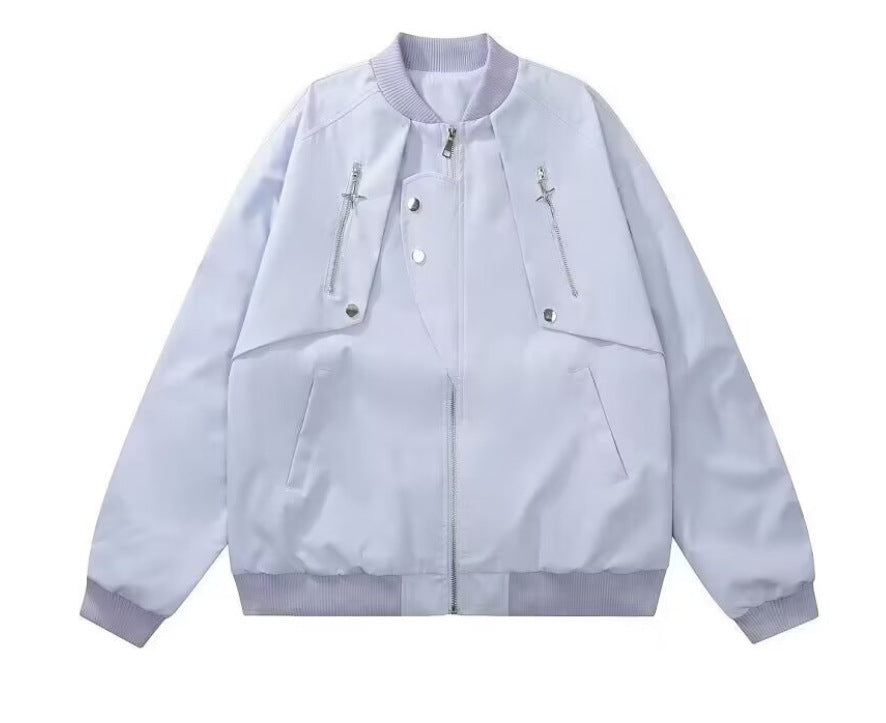 Damen modische Bomberjacke mit funktionalen Reißverschlusstaschen und lockerer Passform Drune