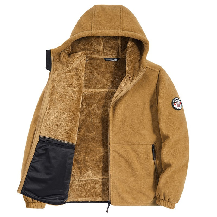 Herren Fleecejacke mit Kapuze und Teddy-Innenfutter Drune