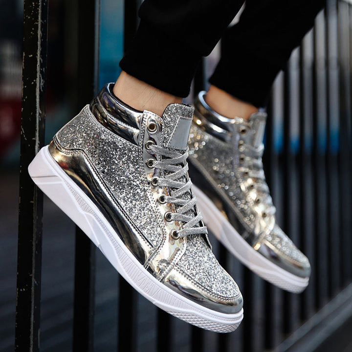 Damen Hochglänzende Sneaker mit glitzerndem Obermaterial und rutschfester Sohle Drune