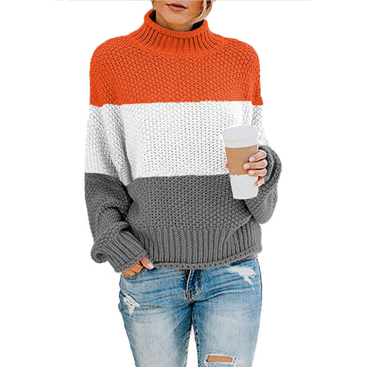 Damen nan grobstrick Rollkragenpullover mit Oversize-Schnitt und Blockstreifen-Optik Drune