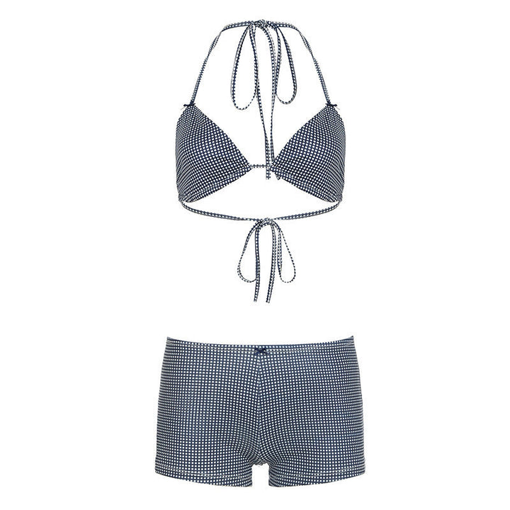Damen trendiges Bikini-Set mit tieferem Ausschnitt und verstellbaren Trägern Drune