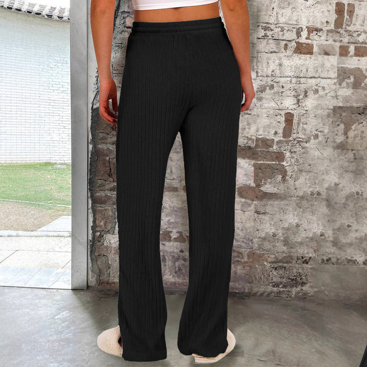 Damen Weiche Rippstrick-Hose mit elastischem Bund und praktischen Taschen Drune