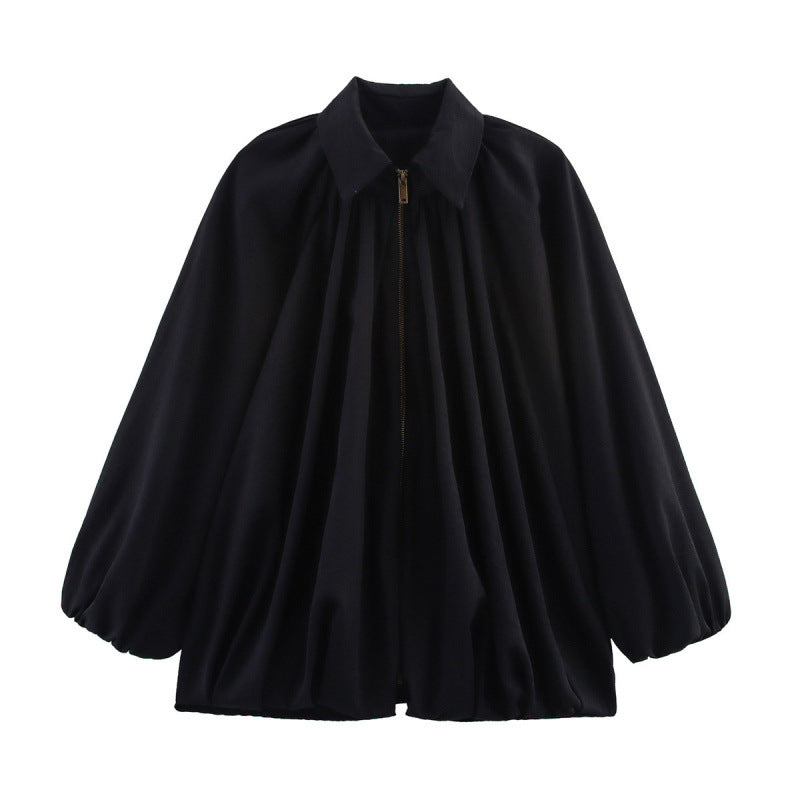 Damen Modische Bluse mit Volants und Reißverschluss Drune
