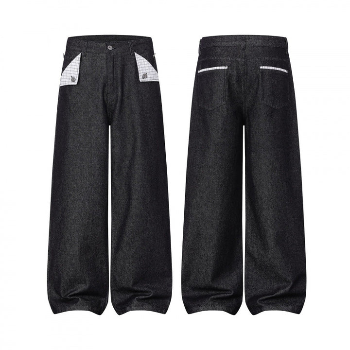 Damen Weite Balloon-Jeanshose mit hoher Taille, kontrastierten Pattentaschen und ballonförmigem Saum Drune