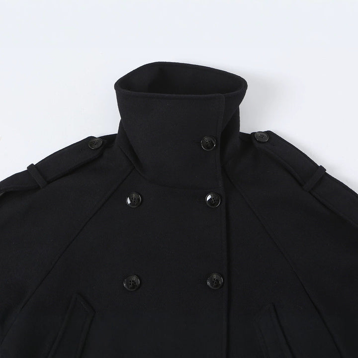 Damen Kurze Doppelreihige Cabanjacke mit hohem Stehkragen und Schulterriegeln Drune