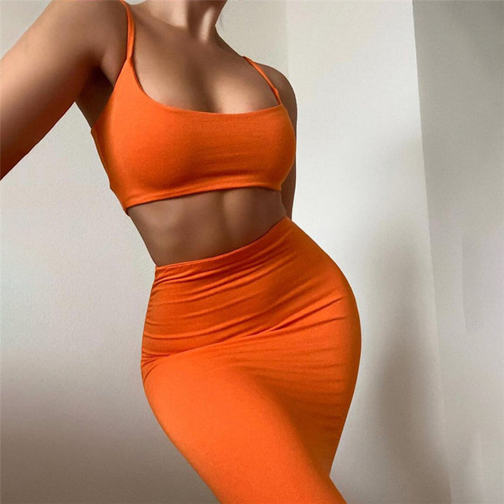 Damen figurbetontes Tube-Top und Bleistiftrock Set Drune