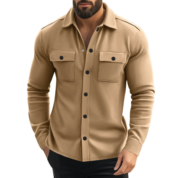 Herren Overhemdjacke mit zwei aufgesetzten Taschen und strukturiertem Stoff Drune