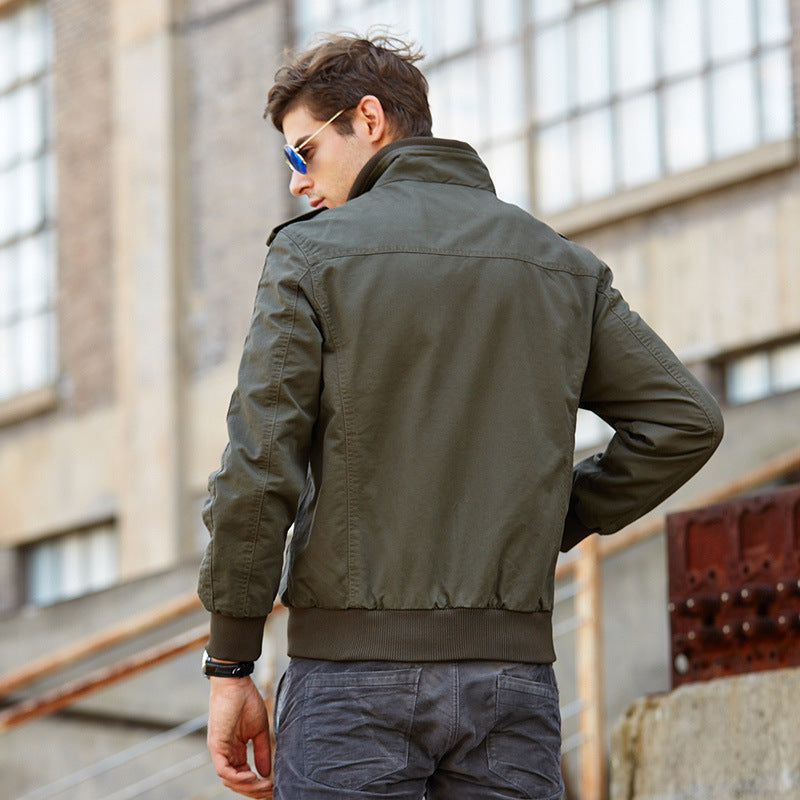 Herren Field-Bomberjacke im Military-Canvas mit Epauletten und Mehrfachtaschen Drune